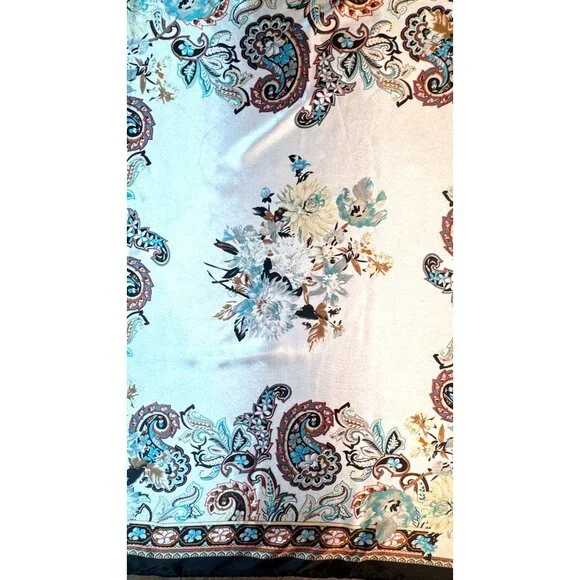 2/$30 NEW White Aqua Ivory Gray Black Floral Delicate Flower Silky Fashion Scarf - Picture 8 of 14